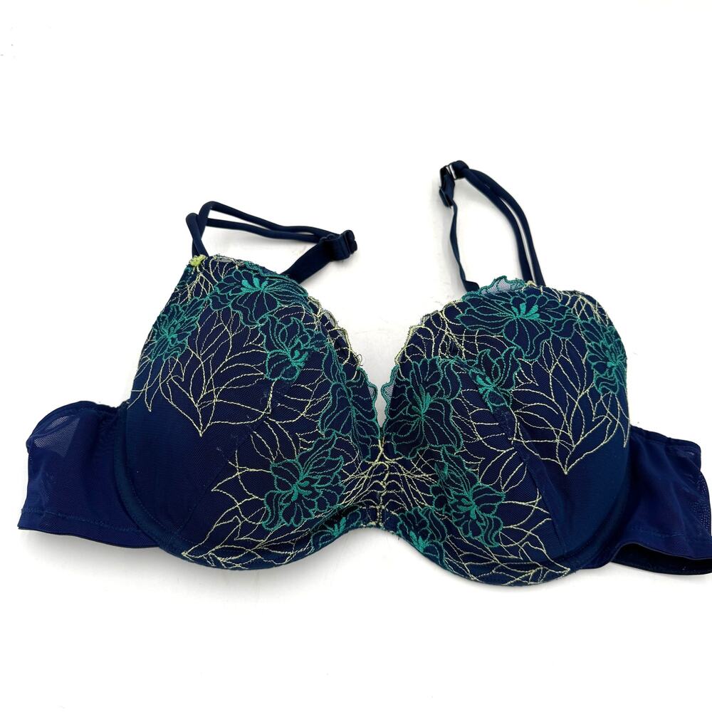 Cacique Blue & Green Lace Push Up Bra Size 40B